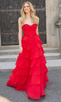 Faviana 11460 - A-Linien-Abiballkleid mit Rüschenlagen – Farbe Schwarz