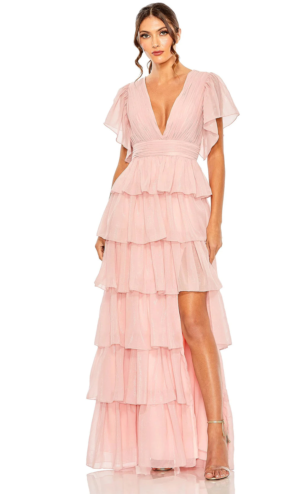 Ieena Duggal 49595 - Langes Stufenkleid mit Rüschen – Farbe Blütenrosa