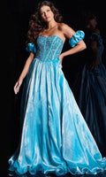 Jovani 36591 - Abiballkleid mit Perlenkorsage und Herz-Ausschnitt – Farbe Aqua