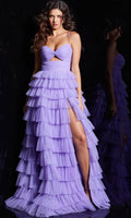 Jovani 38290 - Abiballkleid mit Bandeau, Cut-out und Rüschen – Farbe Schwarz