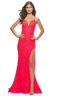 La Femme 31404 - Illusionskleid – Farbe Leuchtende Koralle