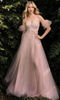 Ladivine CB080 - Florales Ballkleid mit Carmen-Ausschnitt – Farbe Rosé